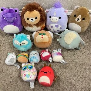 Squishville Mini and Squishmallows Lot of 14 : burger cat ornament lion cow